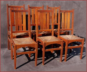 Set of six original Gustav Stickley  dining chairs, model #353